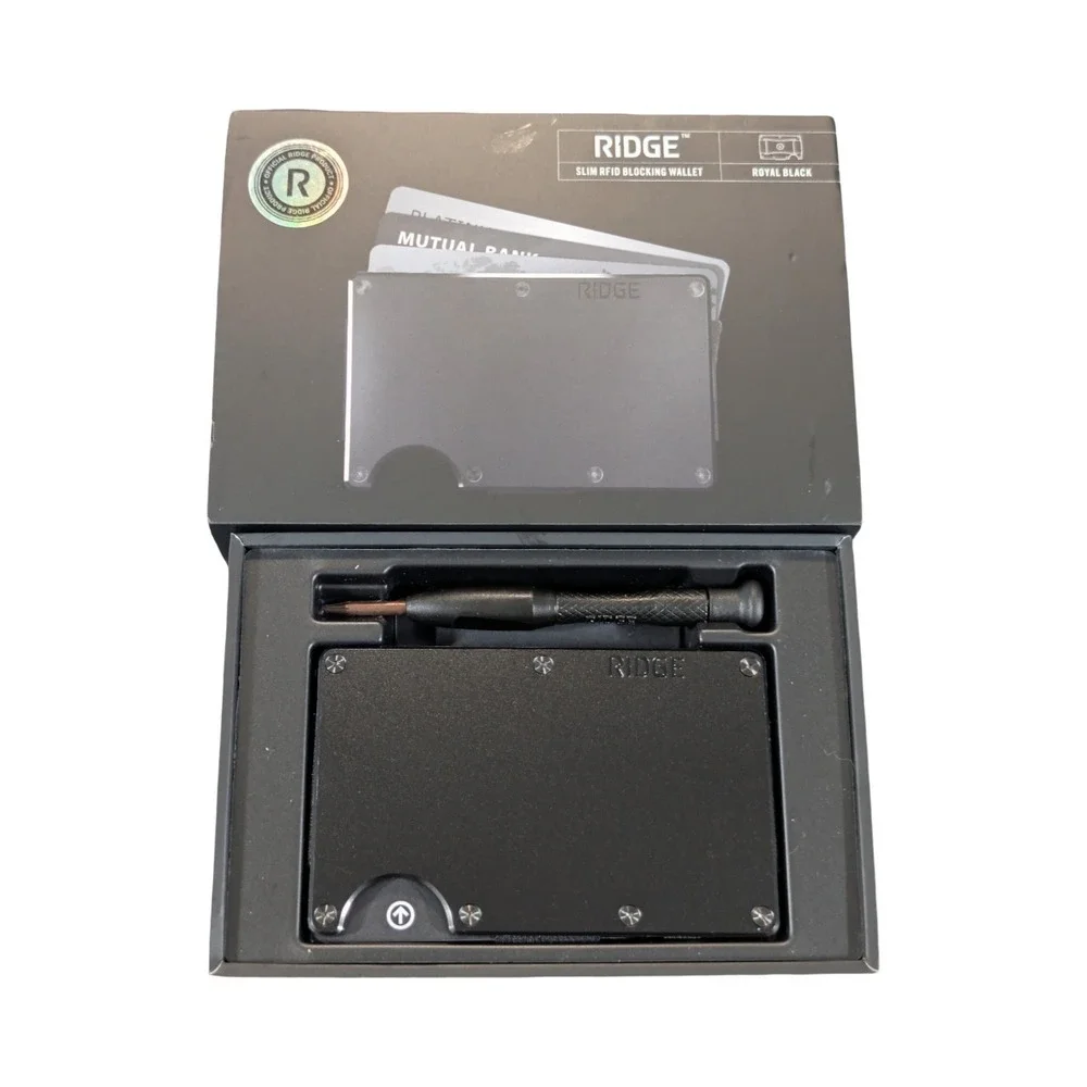 Qq2O The Ridge Wallet 2.0 - Aluminum With Cash Strap - Royal Black Model A0449